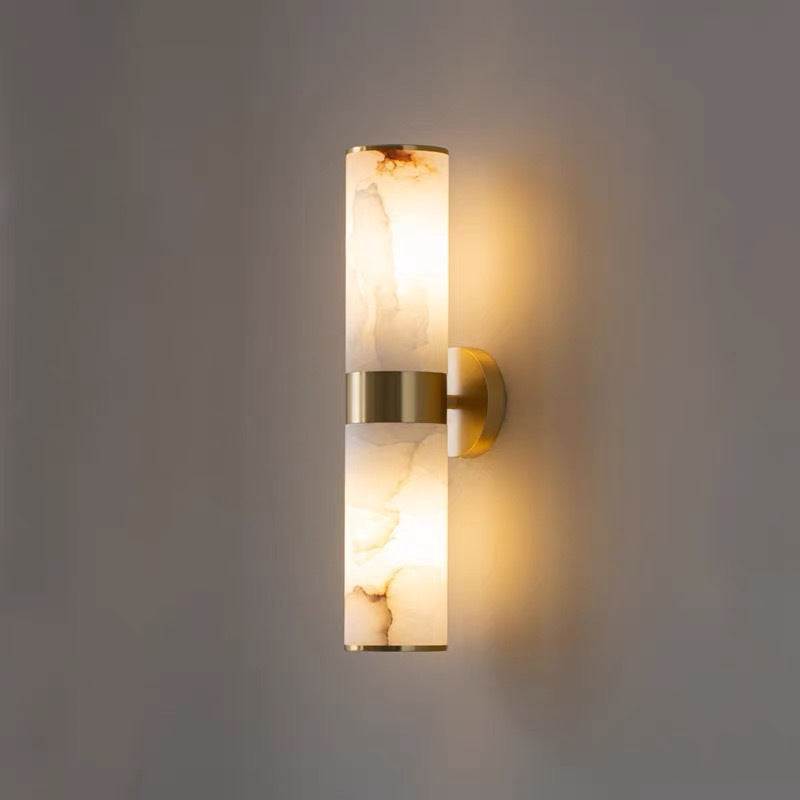 Liora | Modern Alabaster and Metal Wall Sconce, Black or Gold | Deretia