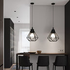 Vintage Iron Frame Pendant Lamp Collection With Diamond Shaped Shade