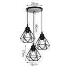 Vintage Iron Frame Pendant Lamp Collection With Diamond Shaped Shade
