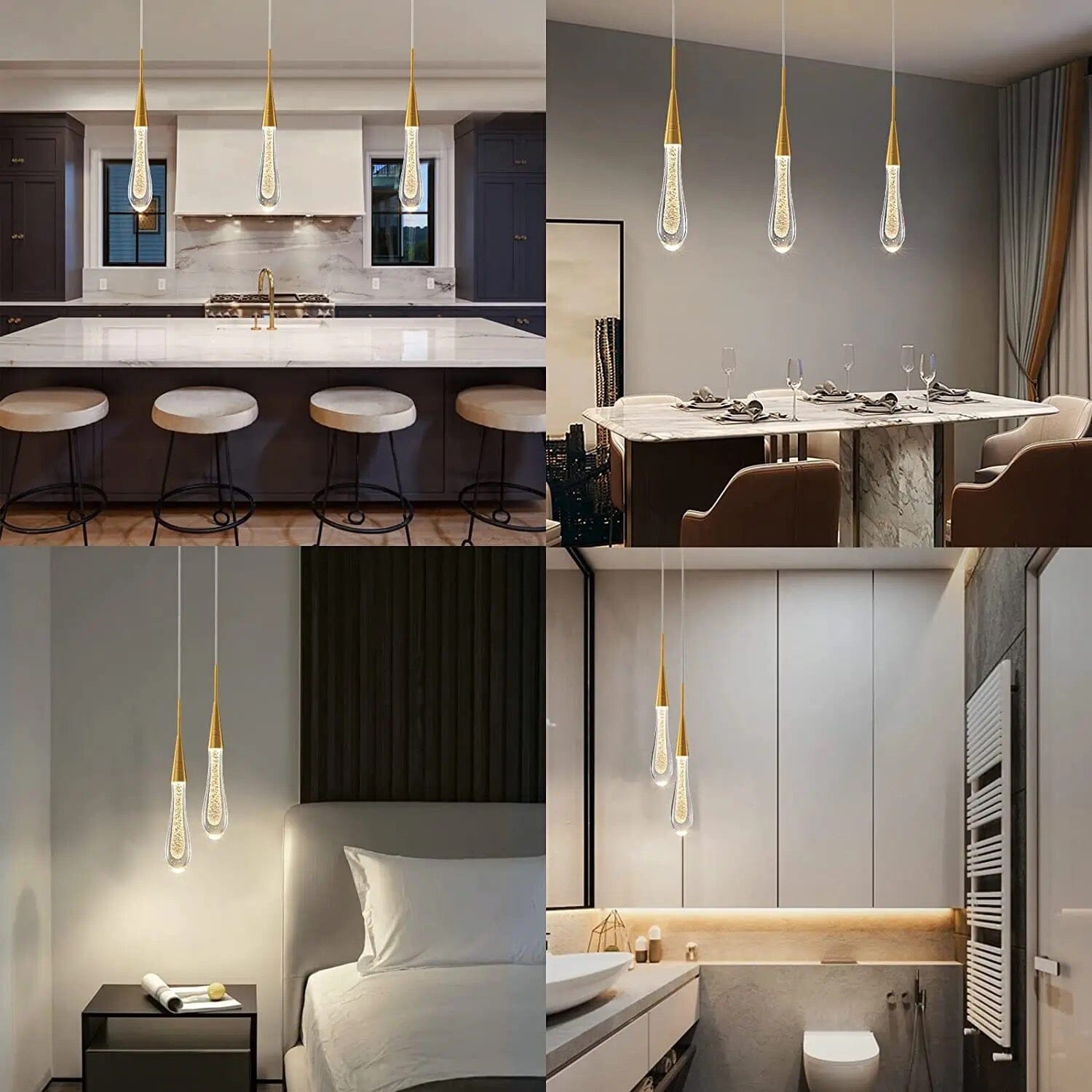 Aurelia Golden Droplet Pendelleuchte mit Kristalleffekt | Deretia