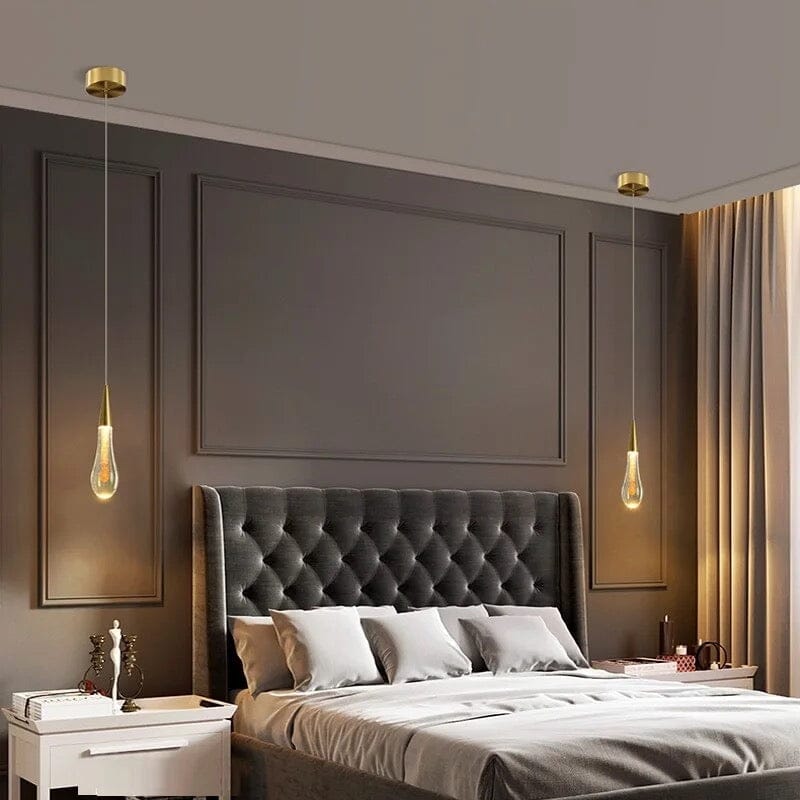 Aurelia Golden Droplet Pendelleuchte mit Kristalleffekt | Deretia