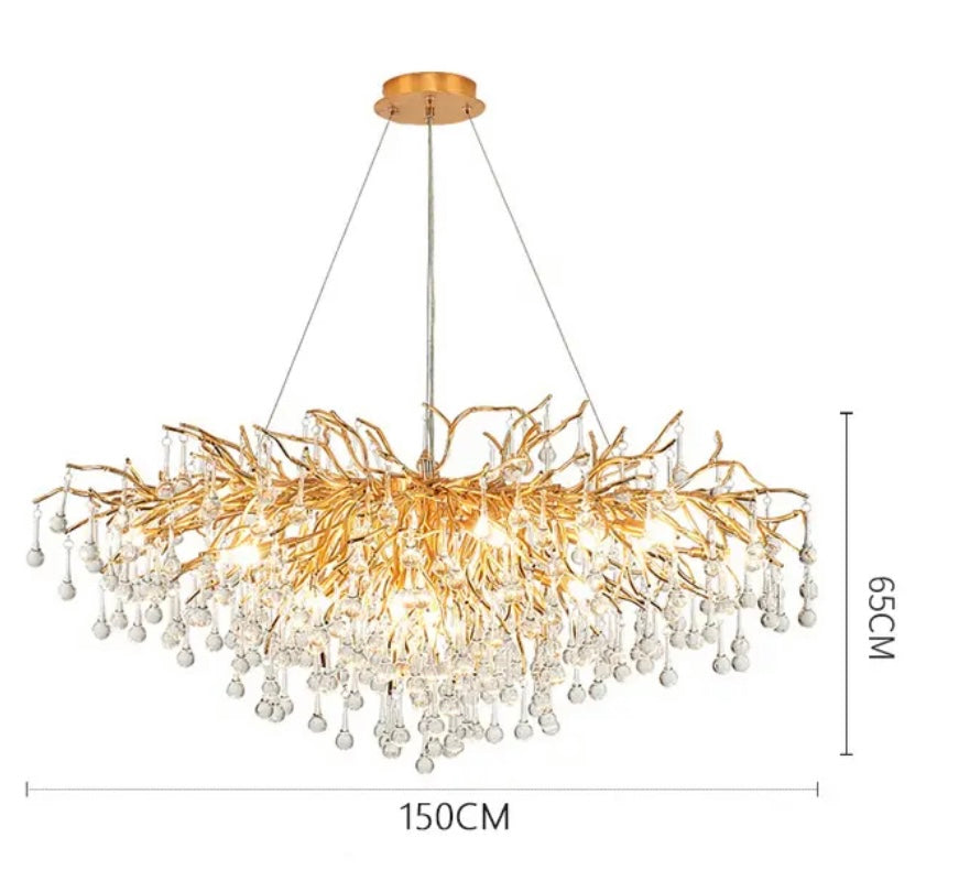 Bronse krystall vanndråpe anheng lysekrone med LED E27 lyspærer