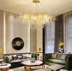 Bronse krystall vanndråpe anheng lysekrone med LED E27 lyspærer