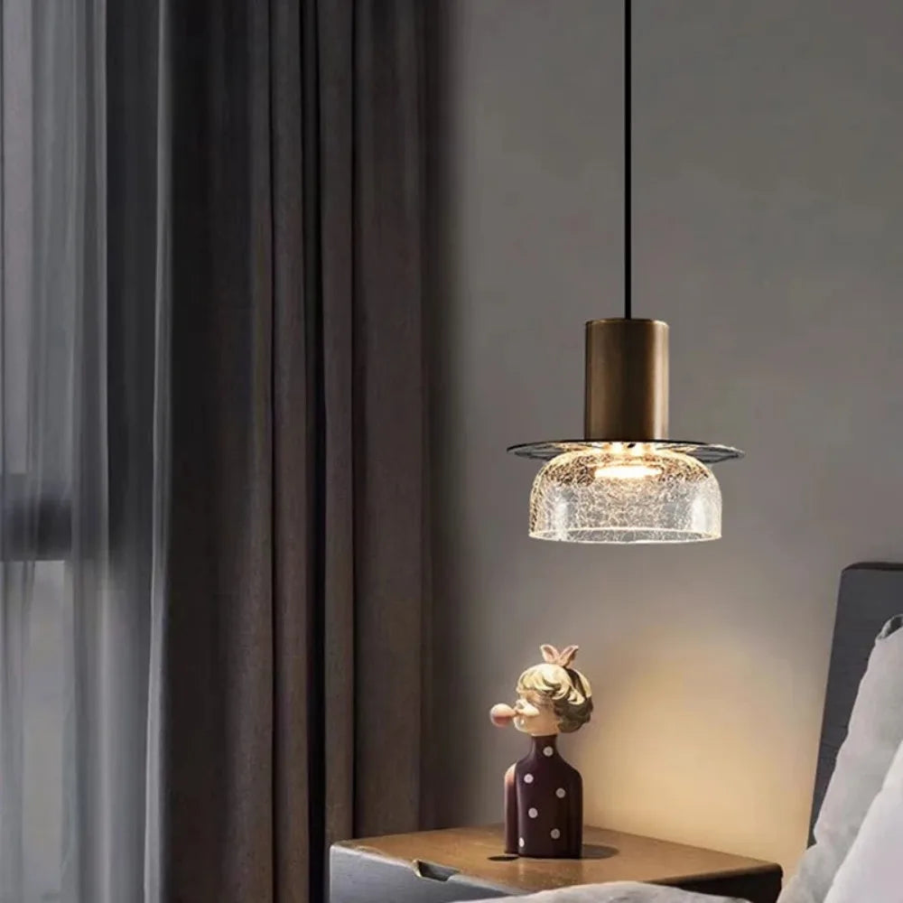 Solene Amber Cracked Glass Pendant Light for Dining