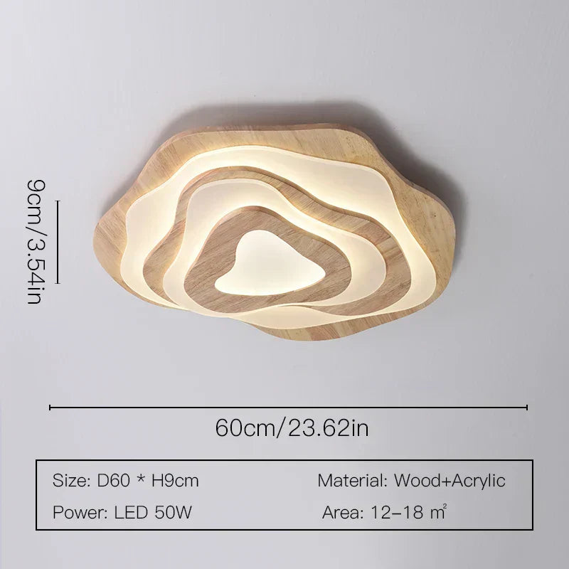 Aureon Bloom Wood & Metal Chandelier, Two-Layer Design | Deretia