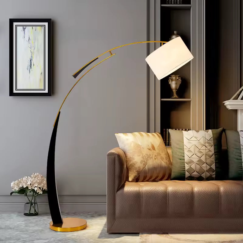 Asteri | Nordic Style Floor Lamp With Fabric Shade For Living Room & Bedroom | Deretia