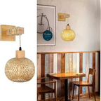 NovaWeave Handwoven Wall Lamp in Bamboo and Rattan Decor | Deretia