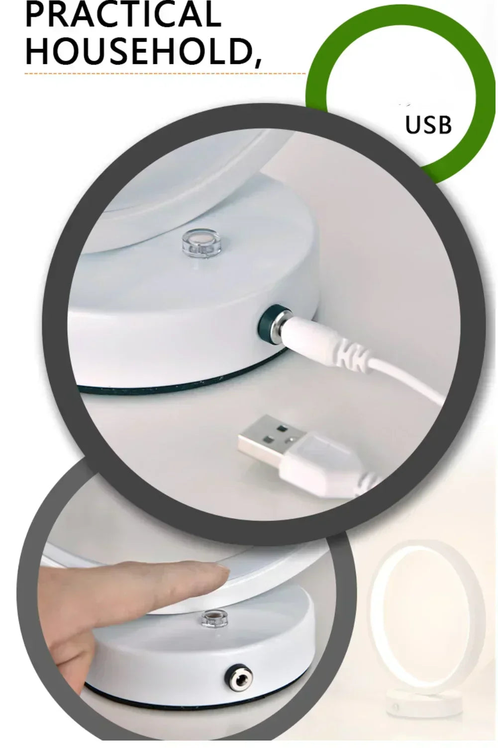 Moderne LED rund bordlampe energieffektiv skrivebordslampe