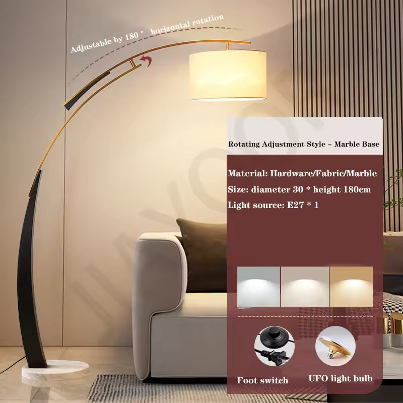 Asteri | Nordic Style Floor Lamp With Fabric Shade For Living Room & Bedroom | Deretia