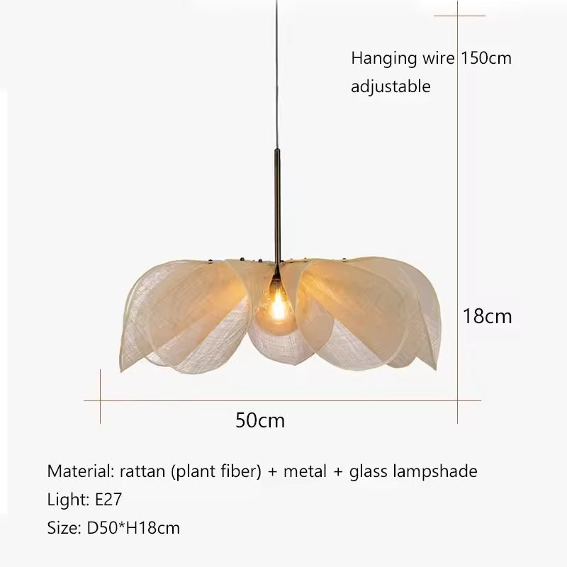 Aurei | Vintage Japanese-Inspired Pendant Light With Soft Fabric Shade | Deretia