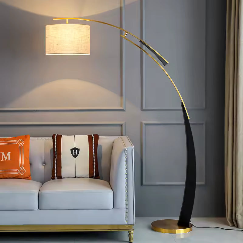 Asteri | Nordic Style Floor Lamp With Fabric Shade For Living Room & Bedroom | Deretia