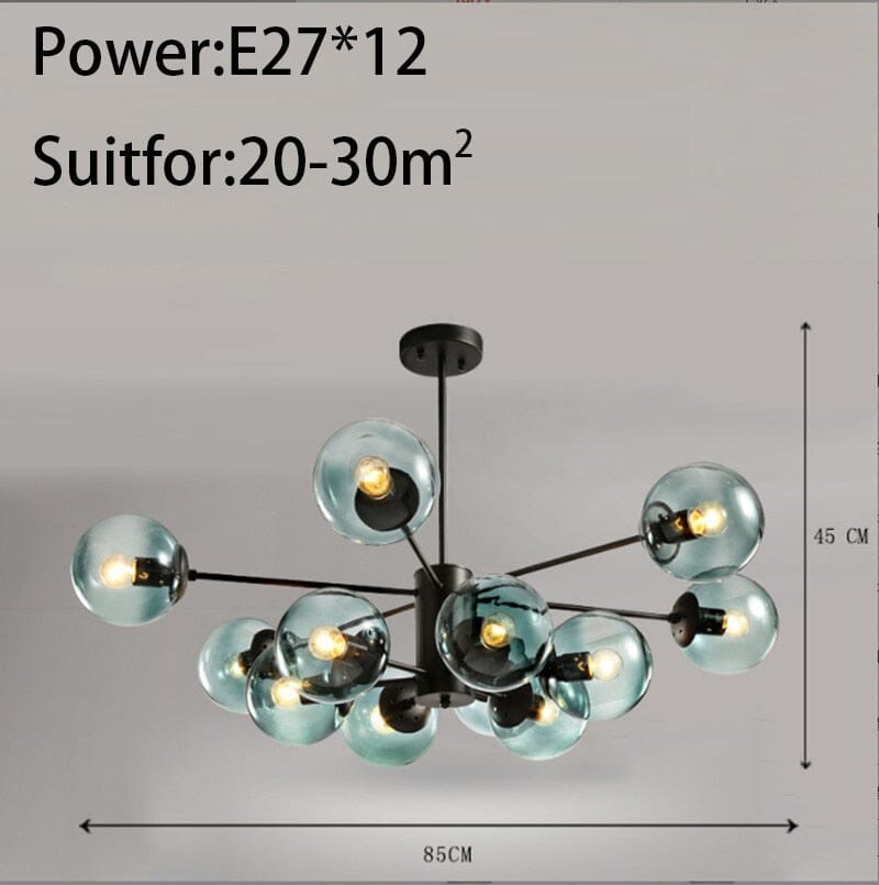 Lyra Bubble Chandelier Iron and Glass 12 Bulbs Included | Deretia