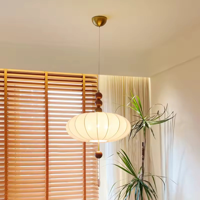 Mirelle | Fabric Pendant Lamp in French Medieval Wabi-Sabi Style | Deretia