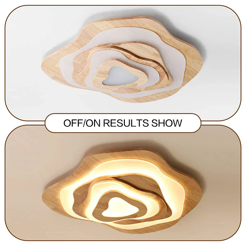 Aureon Bloom Wood & Metal Chandelier, Two-Layer Design | Deretia