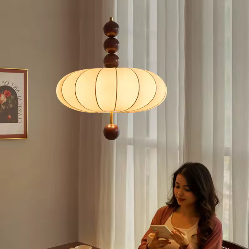 Sylvain Fabric Pendant Light In French Medieval Wabi-Sabi | Deretia