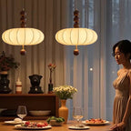 Mirelle | Fabric Pendant Lamp in French Medieval Wabi-Sabi Style | Deretia