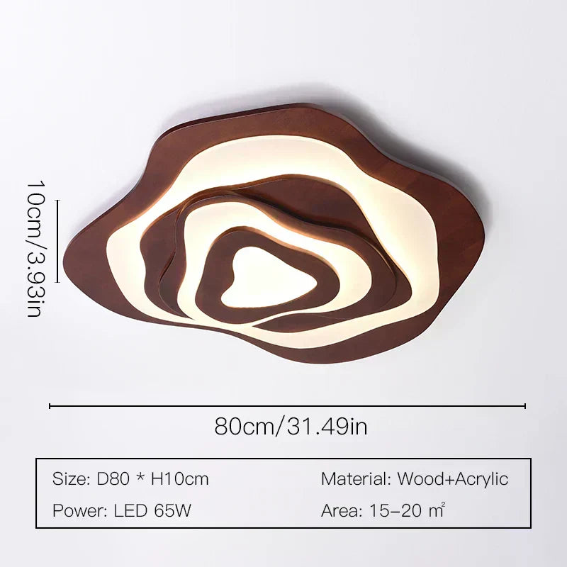 Aureon Bloom Wood & Metal Chandelier, Two-Layer Design | Deretia