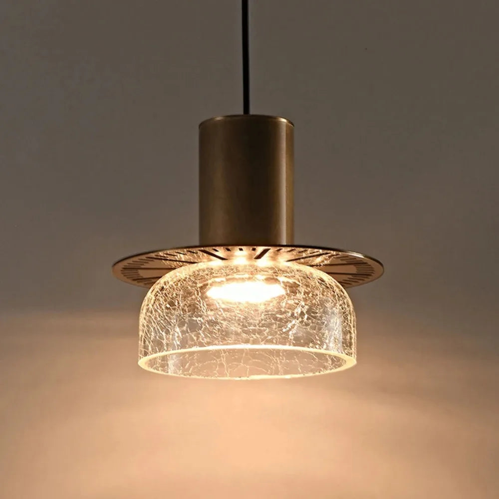 Solene Amber Cracked Glass Pendant Light for Dining