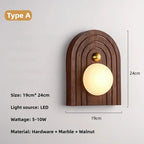 Walnut Glow Arch Wall Light Contemporary Home Fixture | Deretia