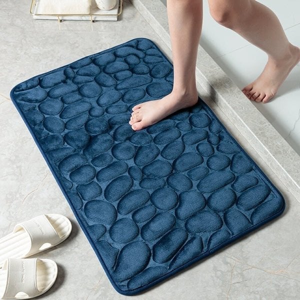 Absorbent Cobblestone Embossed Bath Mat With Anti Slip For Bathrooms