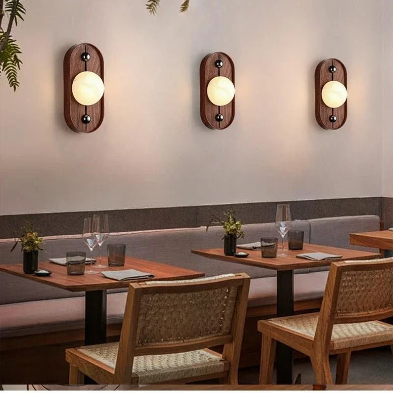 Walnut Glow Arch Wall Light Contemporary Home Fixture | Deretia