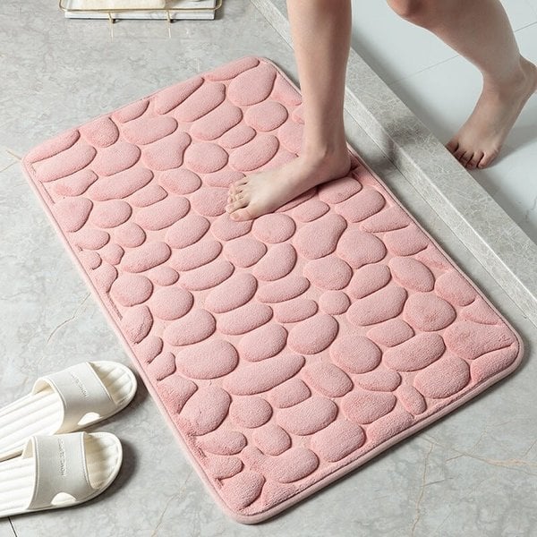 Absorbent Cobblestone Embossed Bath Mat With Anti Slip For Bathrooms
