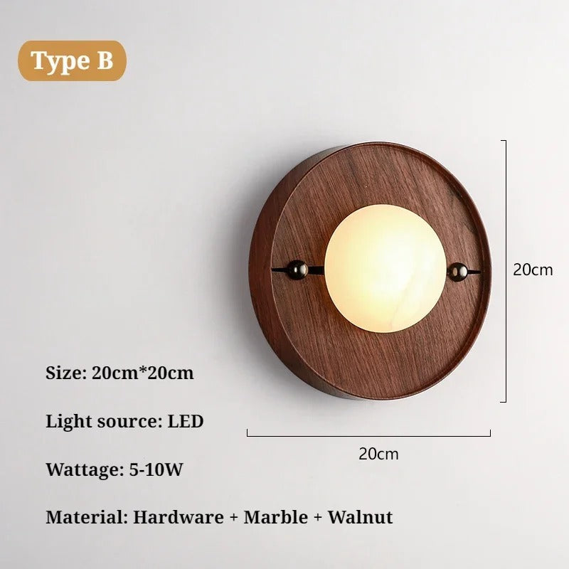 Walnut Glow Arch Wall Light Contemporary Home Fixture | Deretia