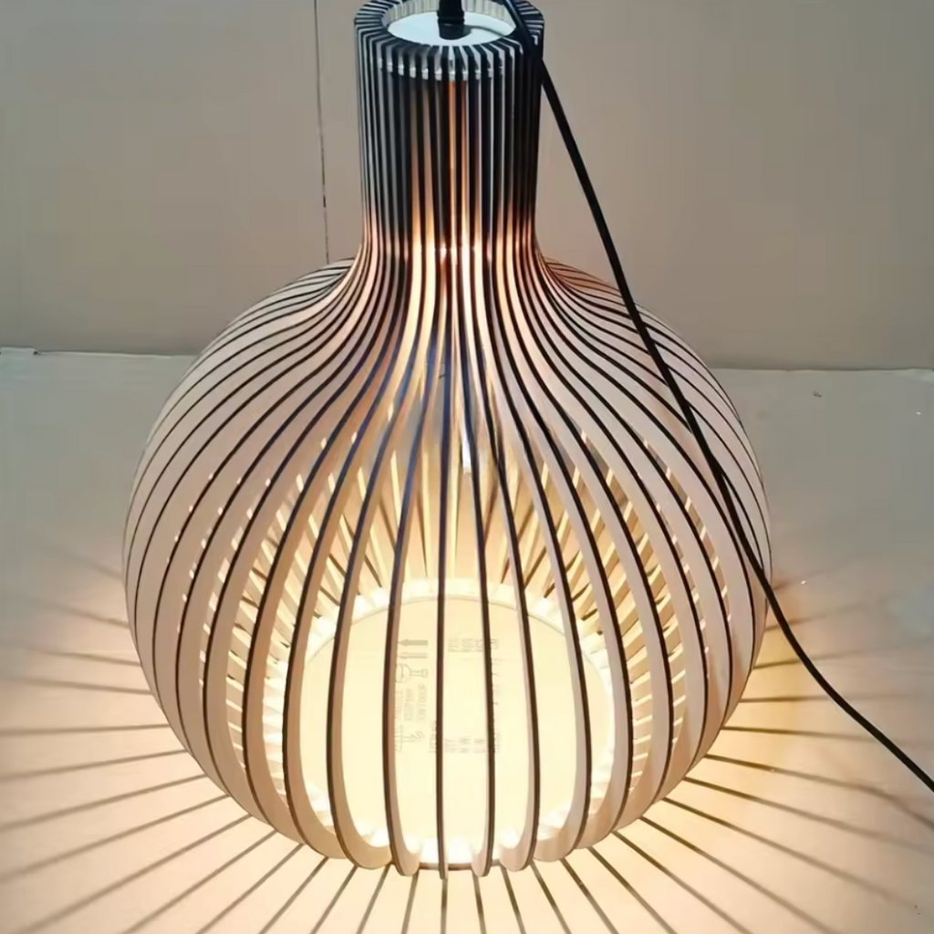 AuroraOak Rustic Wood Pendant Light for Cozy Homes | Deretia