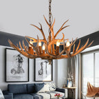 SylvanGlow | Rustic Antler Chandelier in Resin Finish | Deretia