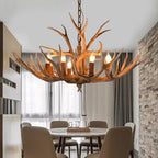 SylvanGlow | Rustic Antler Chandelier in Resin Finish | Deretia