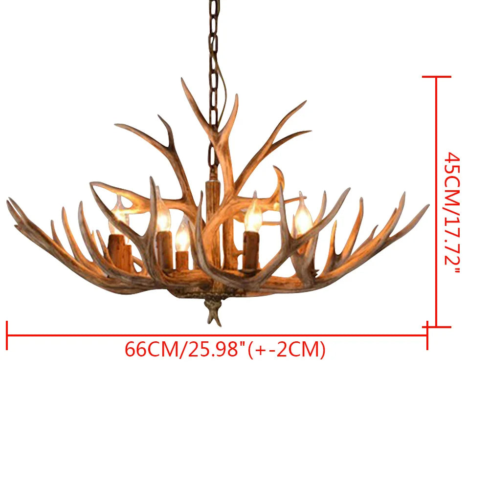 SylvanGlow | Rustic Antler Chandelier in Resin Finish | Deretia