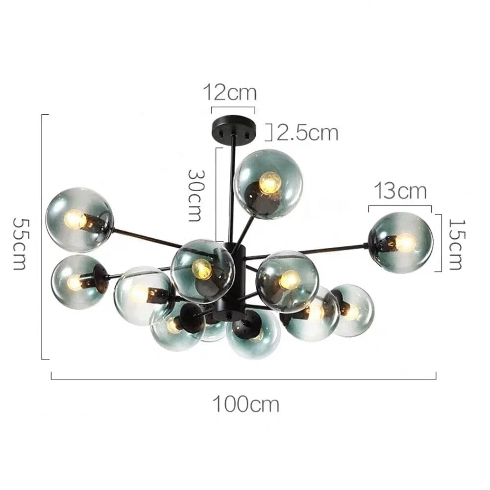 Lyra Bubble Chandelier Iron and Glass 12 Bulbs Included | Deretia