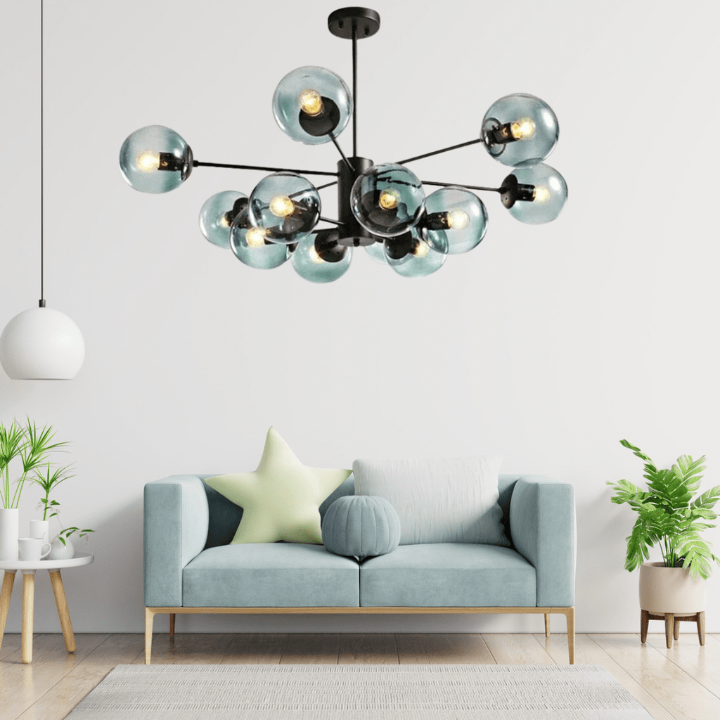 Lyra Bubble Chandelier Iron and Glass 12 Bulbs Included | Deretia