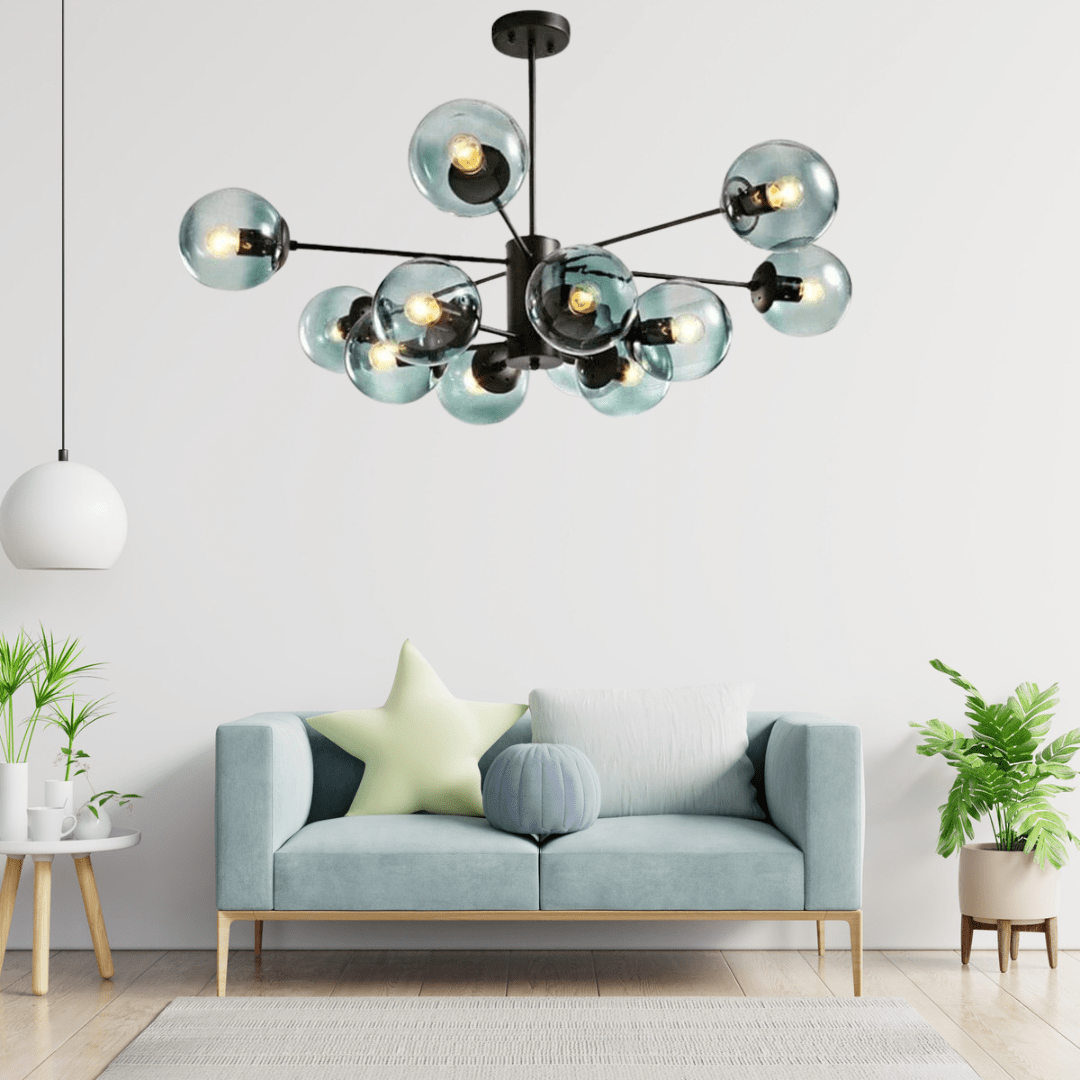 Lyra Bubble Chandelier Iron and Glass 12 Bulbs Included | Deretia