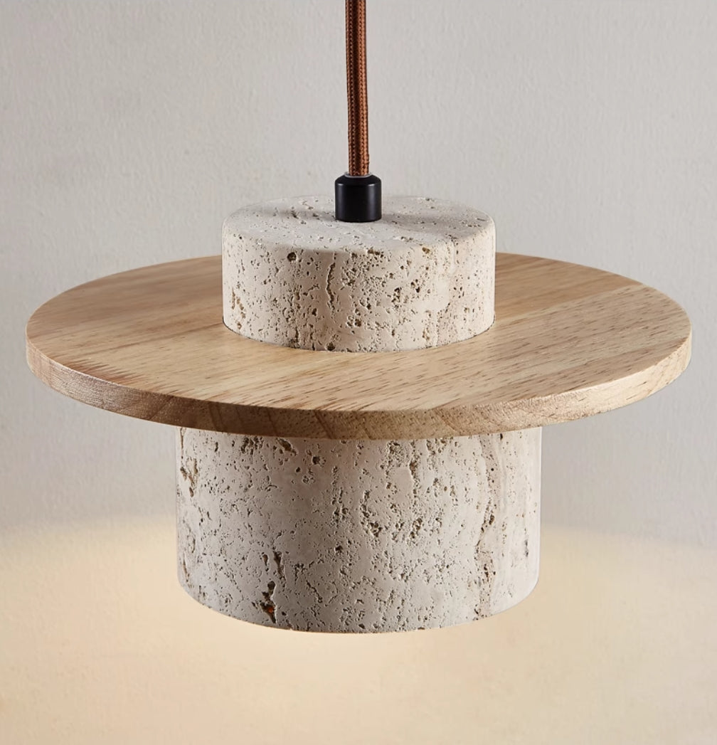 Yellow Travertine Pendant Light With Retro Matte Finish
