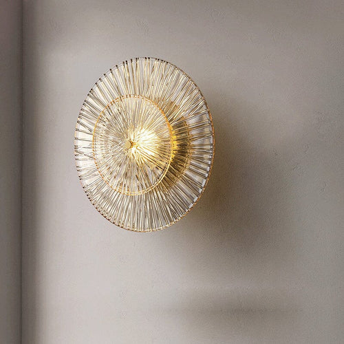 Aurelia Glass Wall Light Matte Gold Frame With Crystals | Deretia
