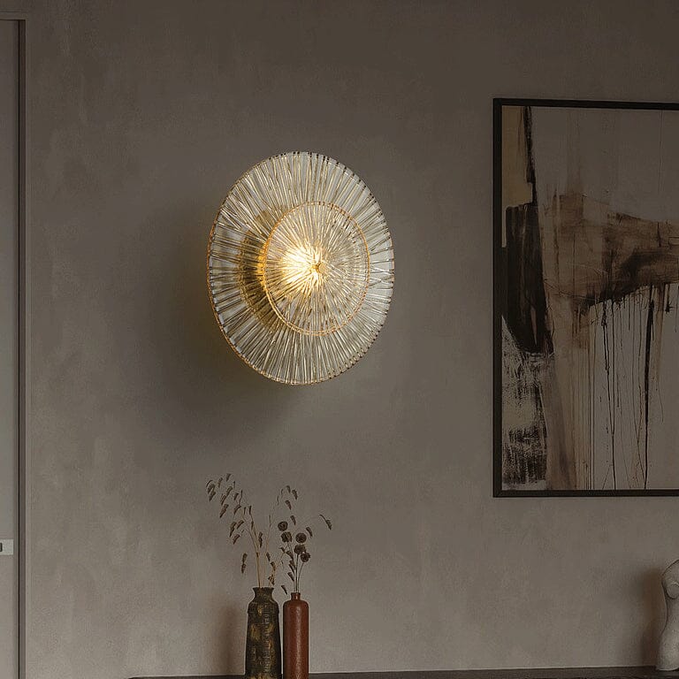 Aurelia Glas Wandlampe Mattgoldener Rahmen mit Kristallen | Deretia