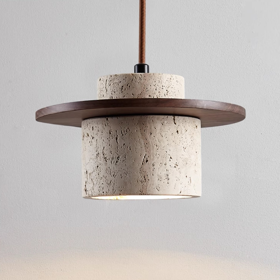 Yellow Travertine Pendant Light With Retro Matte Finish